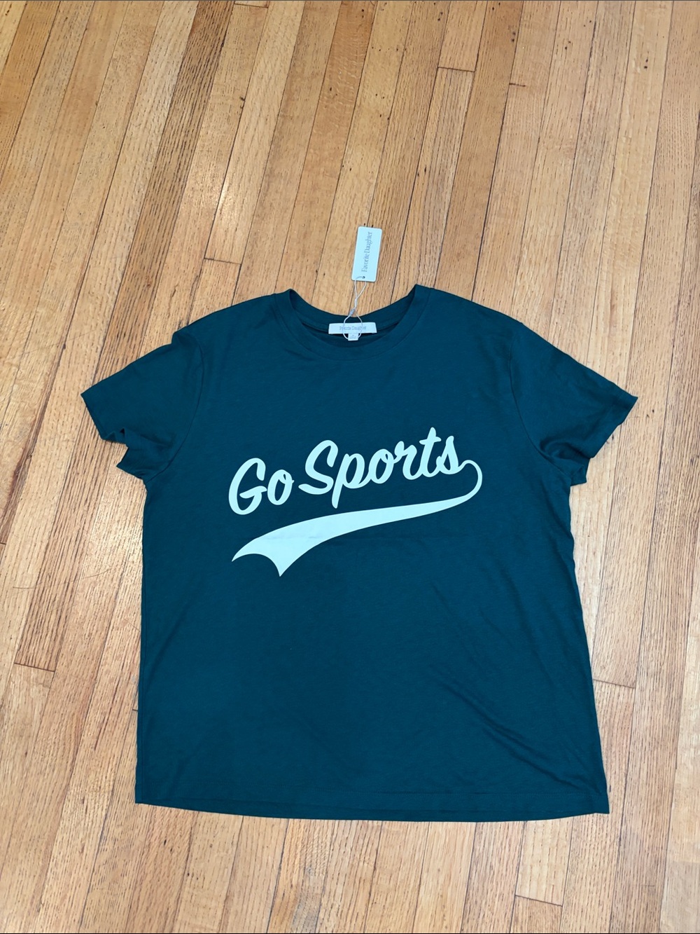 Favorite Daughter Go Sports Graphic Tee Dark Green  Size Small Medium
